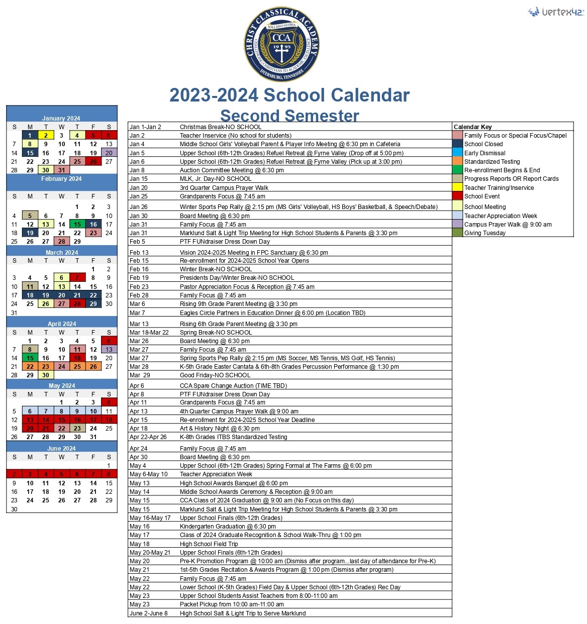 2023 2024 School Calendar Semester Two